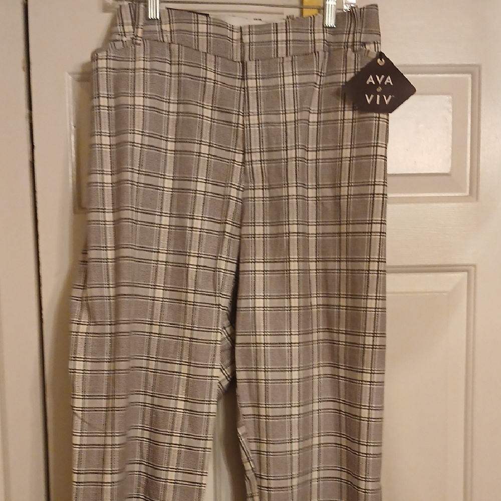 Ava & Viv Womens Dress Pants Tailored Plaid